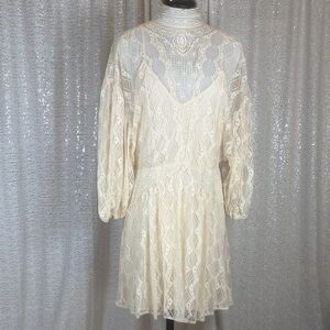 Free People “Bittersweet” Cream Lace Mini